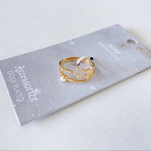 Gold Plated Rings Set of 2 faux pearl ring size 5.5 dainty rings
